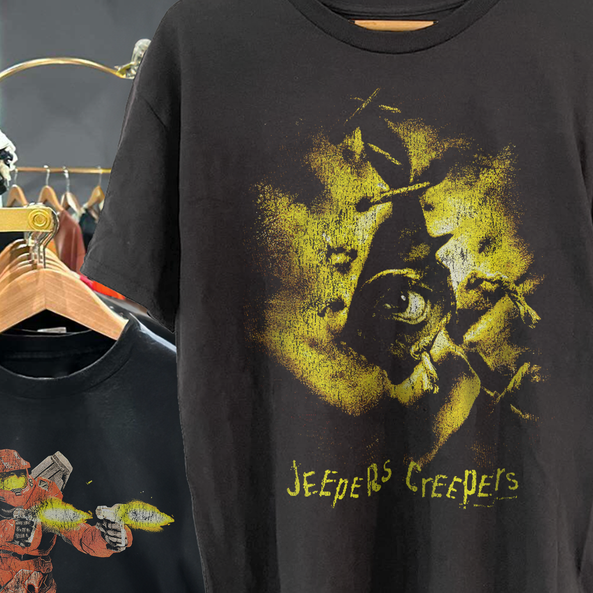JEEPERS CREEPERS 2001 PROMO VINTAGE WASHED BLACK T-SHIRT