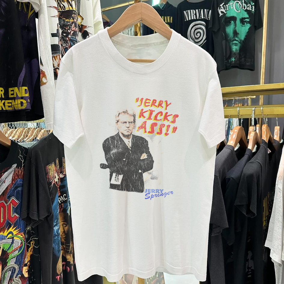 JERRY KICKS ASS 90'S RARE VINTAGE WHITE T-SHIRT
