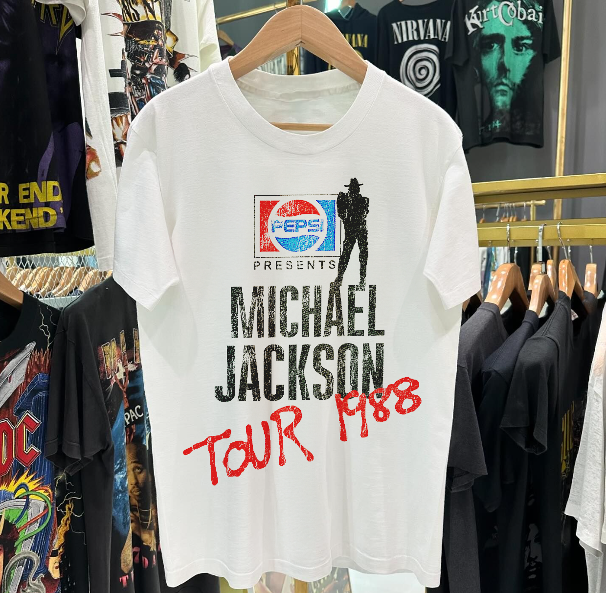 MICHAEL JACKSON 1988 TOUR WASHED WHITE TSHIRT