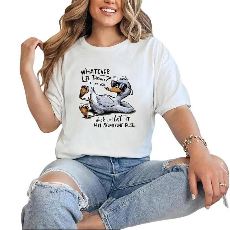 Sarcastic Duck Shirt, Gift for Duck Lover, Whatever Life Throws at You Sweatshirt, Funny Duck Meme Hoodie Unisex Cotton Menswear