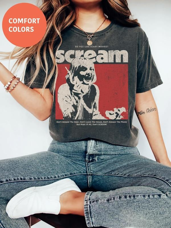Scream Movie Vintage Graphic Tee. Retro Horror Shirt. Scary Movie.  Holiday Gift. Horror Gift. Billy Loomis. Halloween Gifts