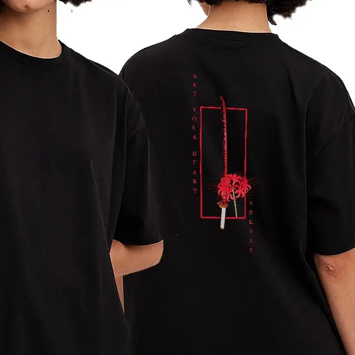 Set Your Heart Ablaze Shirt, Rengoku Flame Breathing t-shirt, Demon Slayer main characters shirt, Kimetsu No Yaiba t-shirt, anime sweatshirt hoodie, Tanjiro shirt, Rengoku t-shirt