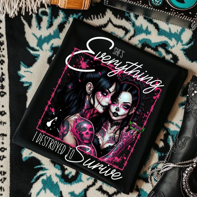 She's Everything I Destroyed to Survive Edgy Graphic Tee featuring 'RED' and bold artwork, Unisex T-Shirt, Alternative Fashion, Gift for Art Lovers, Unique Casual Wear, Perfect for
