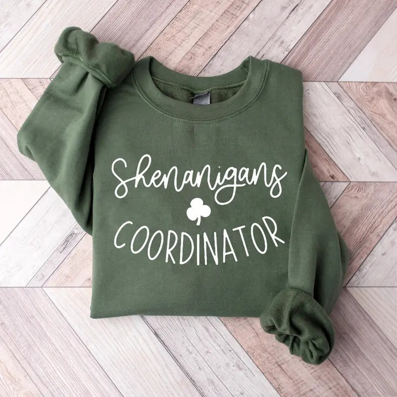 Shenanigans Coordinator Sweatshirt, Women's Shamrocks Shirt, Cute Lucky Sweater, Irish Sweatshirt, Funny St Pattys Day Shirt, 2024 St Patrick's Day Shirt