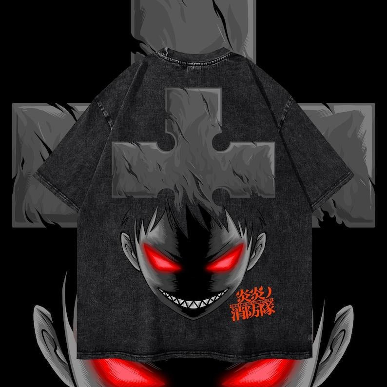 Shinra | Heavy Oversized Acid-Washed Unisex Anime T-Shirt | Streetwear & Gym Style | Fire Force ss3, Y2K Shirt , Streetwear