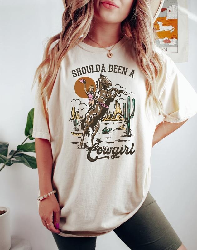 Shoulda Been a Cowgirl Shirt, Western Graphic Tee, Long Live Cowgirls Tshirt, Cowgirl Shirt, Country Girl Shirt, Rodeo Shirt, Cowboy T-shirt Menswear Top Underwear Tshirt Streetwear Man Tropical Crewneck Shortsleeve Round Neck Casual