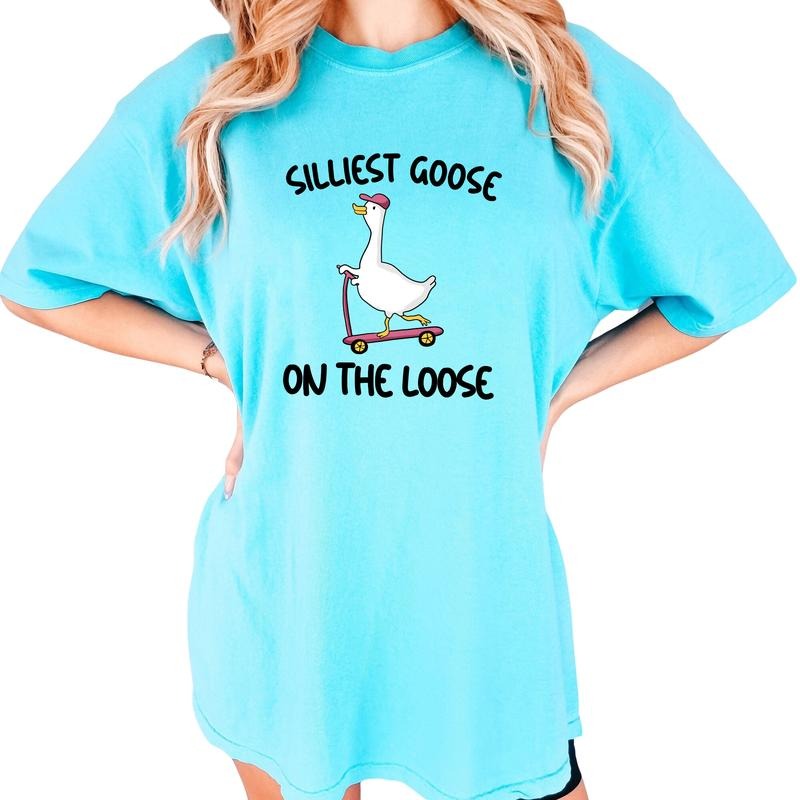 Silliest Goose On The Loose Shirt, Funny Goose Tee, Goose Graphic Printed Tee, Meme Goose Bumps Tee, Goose Club T-Shirt, Cute Graphic Tee, Goose Shirt, Goose University Shirt, Casual Women's Tops, Oversized Womenswear, Menswear, Cotton Soft Fabric Tee