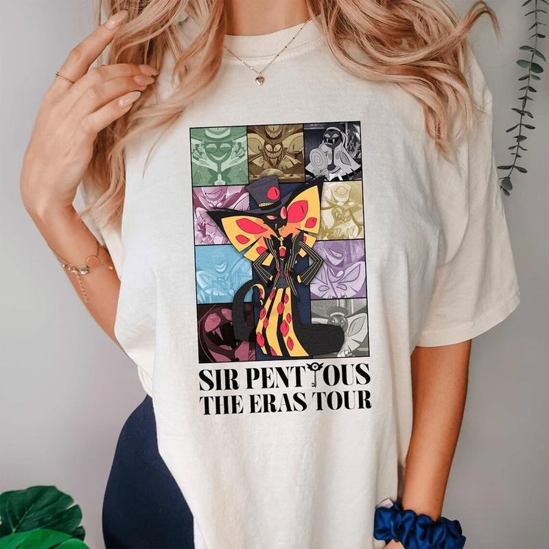 Sir Pentious The Eras Tour Tshirt, Hazbin Hotel Characters Sweatshirt, Cartoon Womenswear Tee