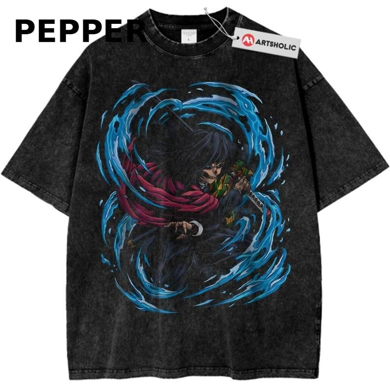 Skull Giyu Tomioka T-Shirt, Demon Slayer Shirt, Anime Shirt, Vintage Graphic Tee