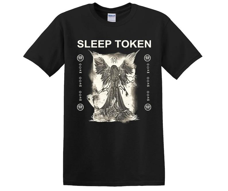 Sleep Token Band Unisex T-Shirt - Angel Wings Graphic Tee Black