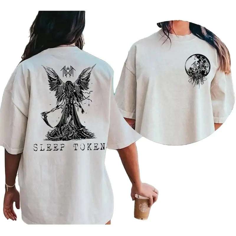 Sleep Token Reaper Angel Shirt  2 Sided Shirt, Rock Band Vintage T-shirt, Sleep Token Tour Perfect Gift For Fans Classic Cotton
