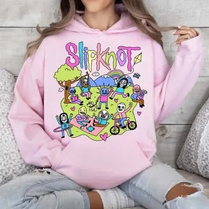 Slipknot Happy Times Playing Together Hoodie - Metal Band Shirt Cotton Graphic Hoodie