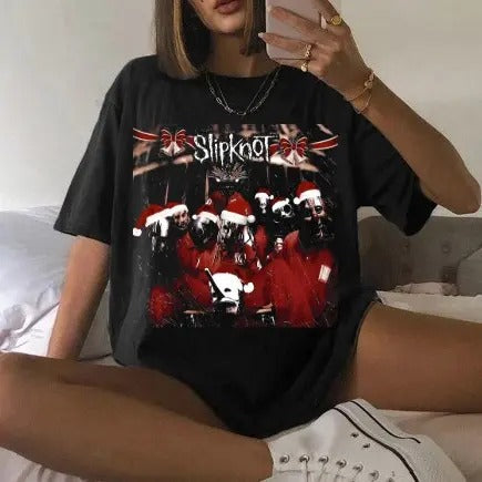 Slipknot christmas Unisex Tee Classic Rock Band Cotton Tshirt