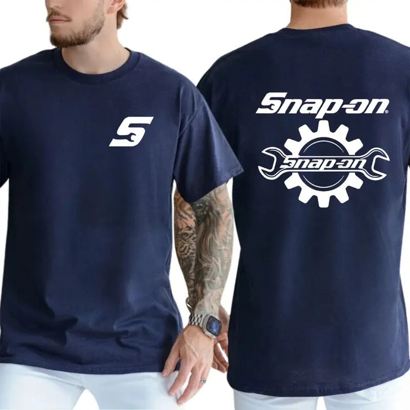 Snap-on T-Shirt - Classic Mechanic Gear Design with Bold Logo, Perfect for Auto Enthusiasts and Garage Pros, Menswear Tops Streetwear Tshirt