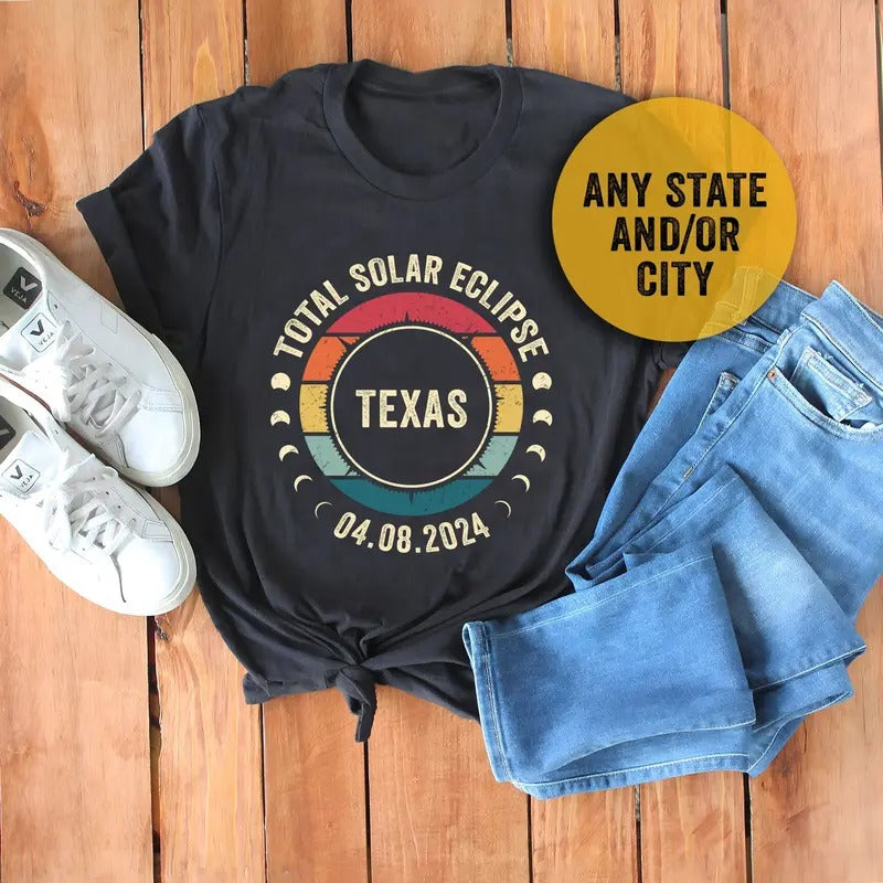 Solar Eclipse 2024 Shirt Custom State City Sun Moon Totality 2024 482024 Great American Eclipse States Canada Mexico New York Ohio