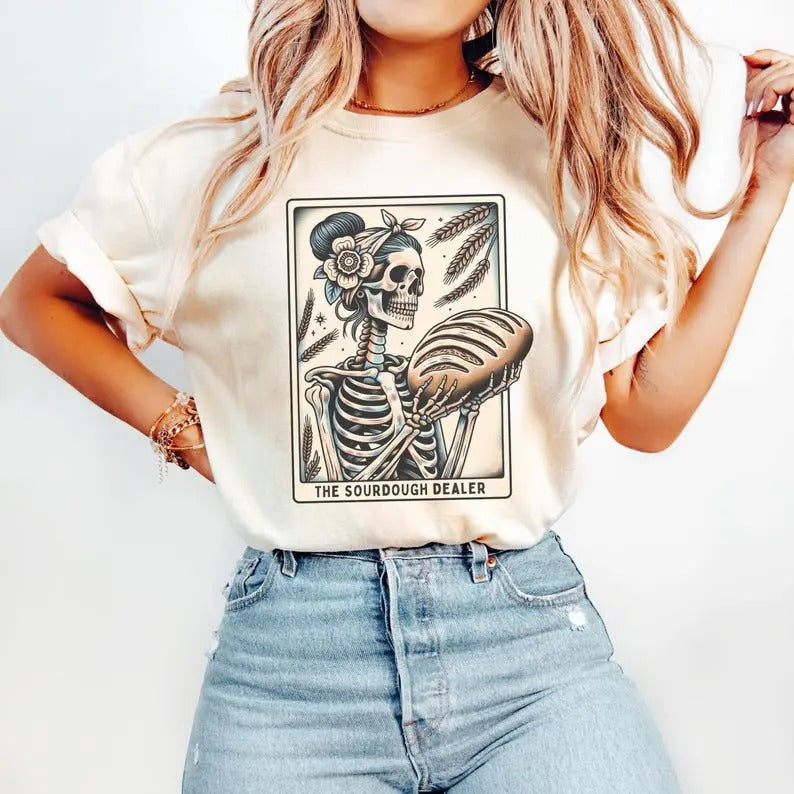 Sourdough Bread Shirt, Sourdough Baker Tarot Card Tshirt, Halloween Homemaker Tee, Funny Homemaker Shirt, Sourdough Starter