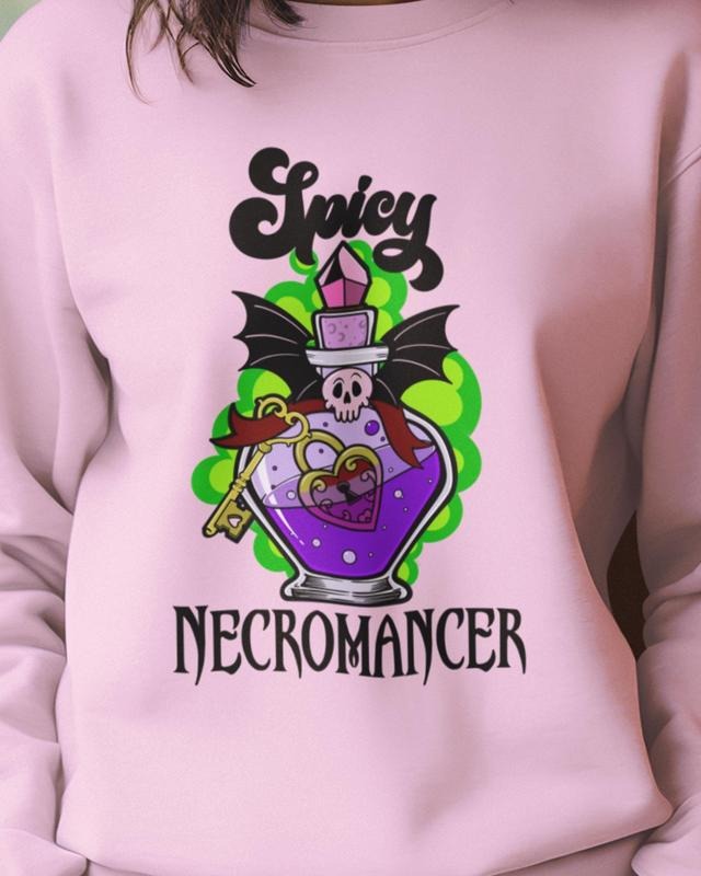 Spicy Necromancer Sweatshirt, Wicked Games Lover Gift, Phantasma Lover Hoodie, Dark Romance, Book Lover, Smut Lover Unisex Soft Comfort Crewneck Pullover Long Sleeves Graphic Fabric Sweater