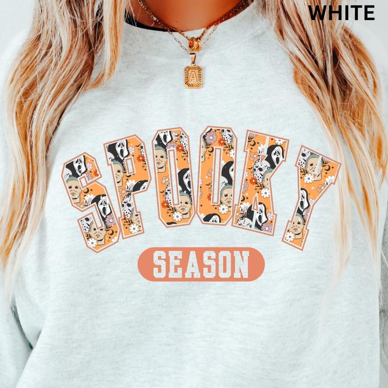 Spooky Season Crewneck, Spooky Varsity Sweatshirt, Spooky Season Graphic Oversized Halloween Graphic Crewneck, Cotton Pullover Spooky Season Sweater