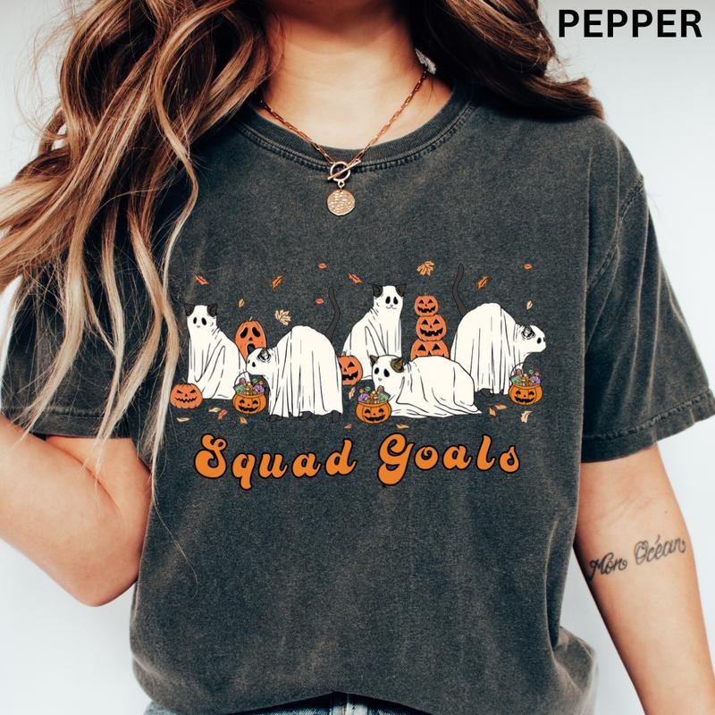 Squad Goals Cats Halloween Shirt, Dancing Cats Shirt, Cat shirt, Comfort Colors Halloween Shirt, Casual Shirt Unisex, Halloween Clothing, Graphic Halloween Apparel, Casual Cotton T-shirt, Unisex Halloween