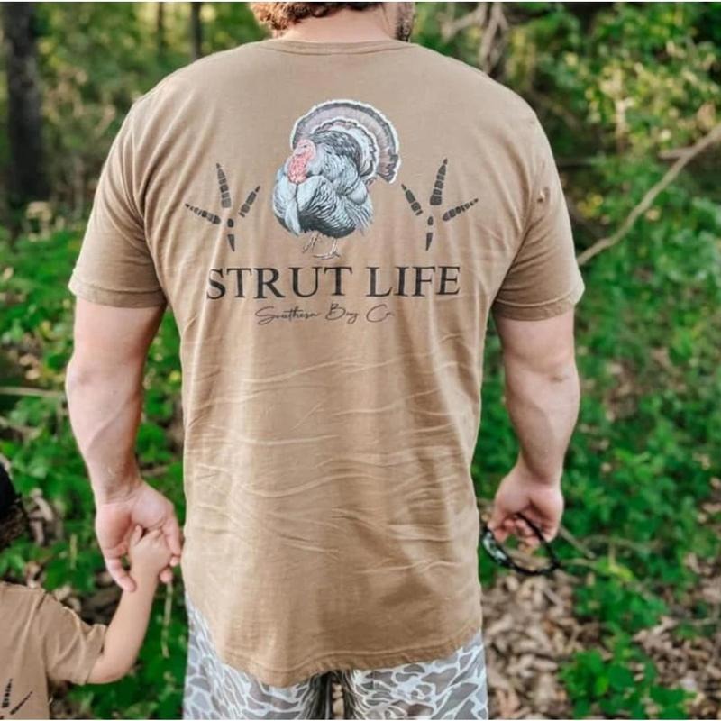 Strut Life Turkey Tracks Shirt, Men's Short Sleeve Tee, Hunting Graphic, Outdoorsman Apparel STVF6