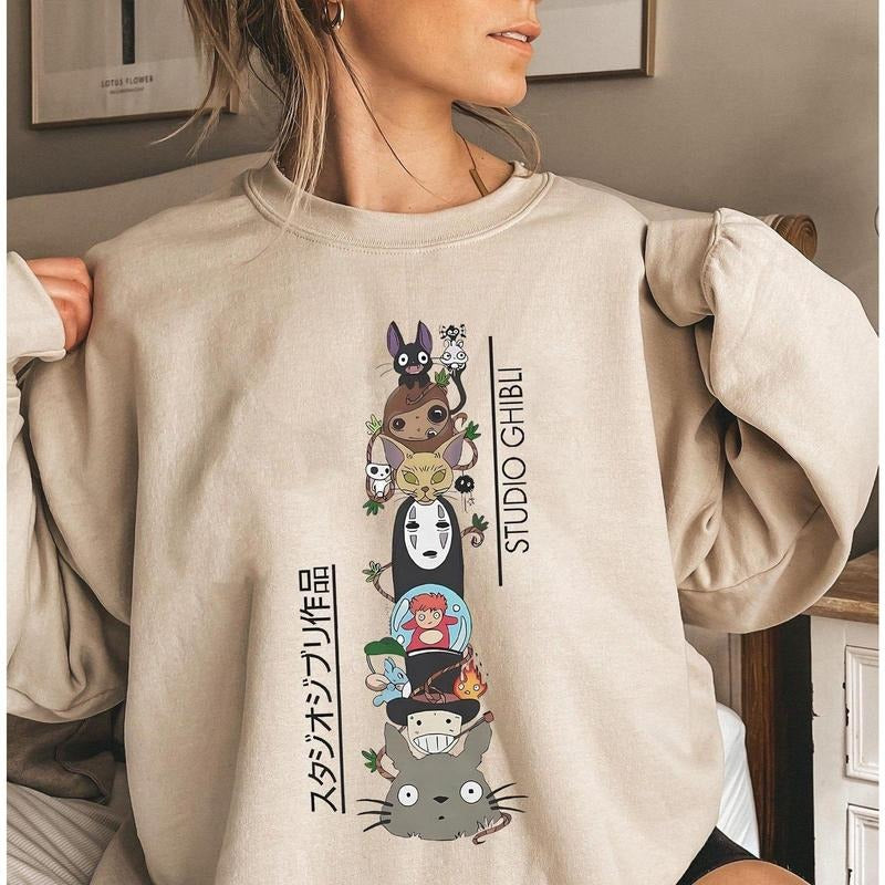 Studio Ghibli Character Unisex T-shirt, Sweatshirt, Hoodie, Anime Fans Shirt, My Neighbor Totoro, Ponyo, Kiki Delivery, Howl Moving Castle