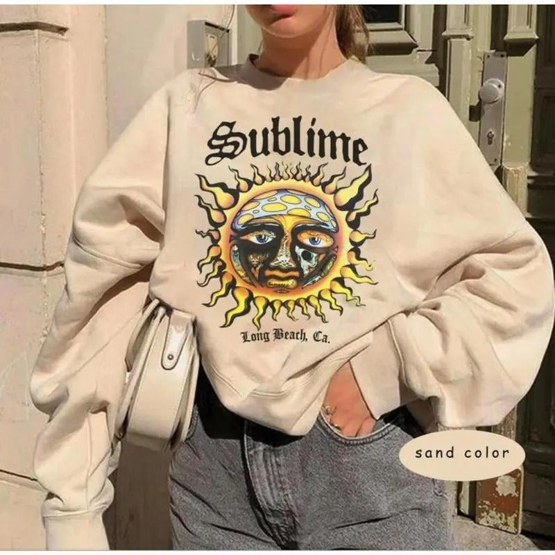 Sublime sun sweatshirt vintage art long beach cali comfortable sweater, sweater for men for women, perfect for any occasion tshirt sweatshirt hoodie