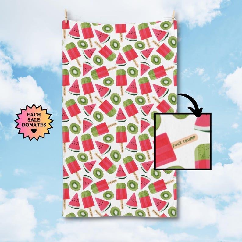 Subtle F*ck Trump Hand Towel, Funny Political Home Decor, Watermelon Kitchen Towel, Funky Home Accessory, Sarcastic Liberal Gift, FDT Towel