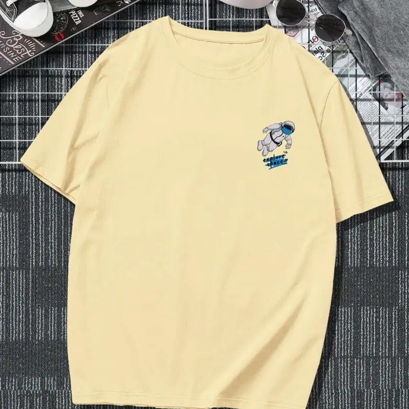 Summer Clothes for Men, Men's Cartoon Astronaut Graphic Print Round Neck Tee, Regular Fit Casual Fashion Short Sleeve T-shirt for Daily Wear, Men Summer Top Sweatshirt, Hoodie, Comfort Colors