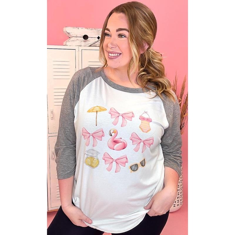 Summer Coquette Bows Adult Graphic Raglan