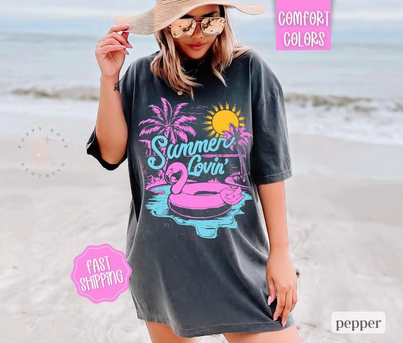 Summer Lovin Shirt Comfort Colors, Beach Shirt, Summer Shirt, Oversized Graphic Tshirt, Women's Tshirts, Swimsuit Cover, Shirt Dress