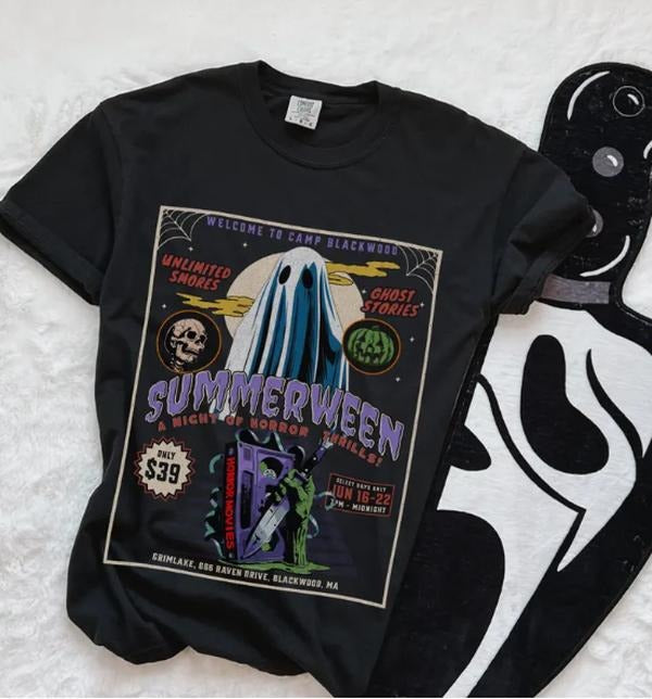 Summerween Ghost Folk Horror Shirt Slasher Summer Camp 80's Retro Horror Movie Poster Comfort Colors 1717 Shirt Boo Basket Spooky Summer