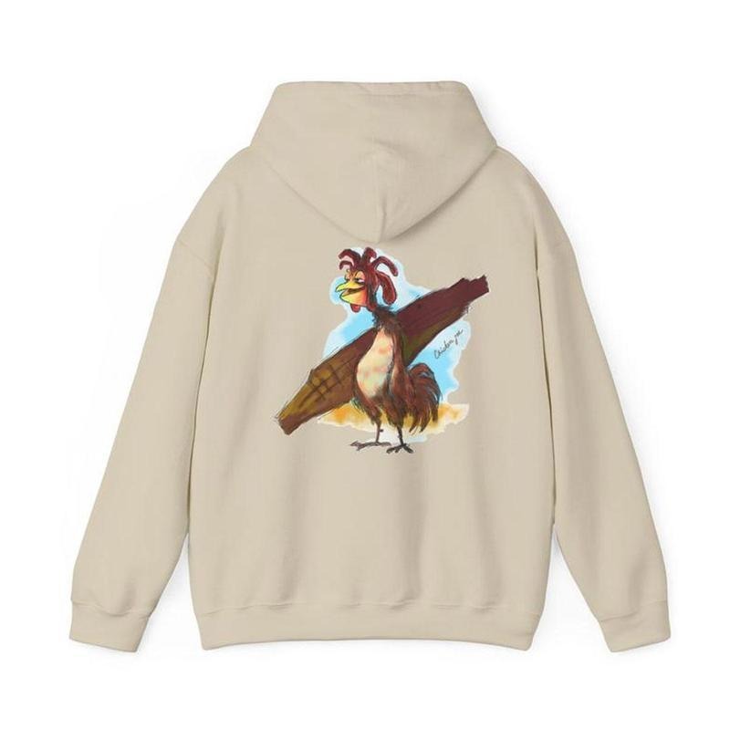 Surf 2 Sides Hoodie V3 Chicken Joe Graphic Hoodie Casual Street Style Fleece Fabric Pullover Sweatshirt for Women & Men Comfort Colors Trendy Tops - Womenswear