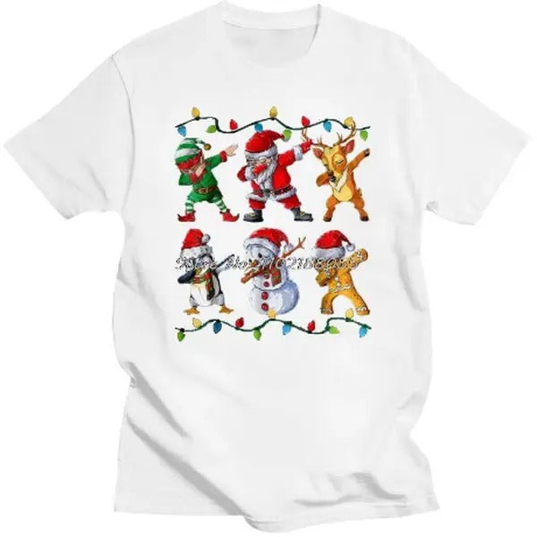 T-Shirt for Men, Women - Funny Reindeer Penguin Snowman Gingerbread Man Christmas Tshirt Design - Womenswear, Top Basic Comfort