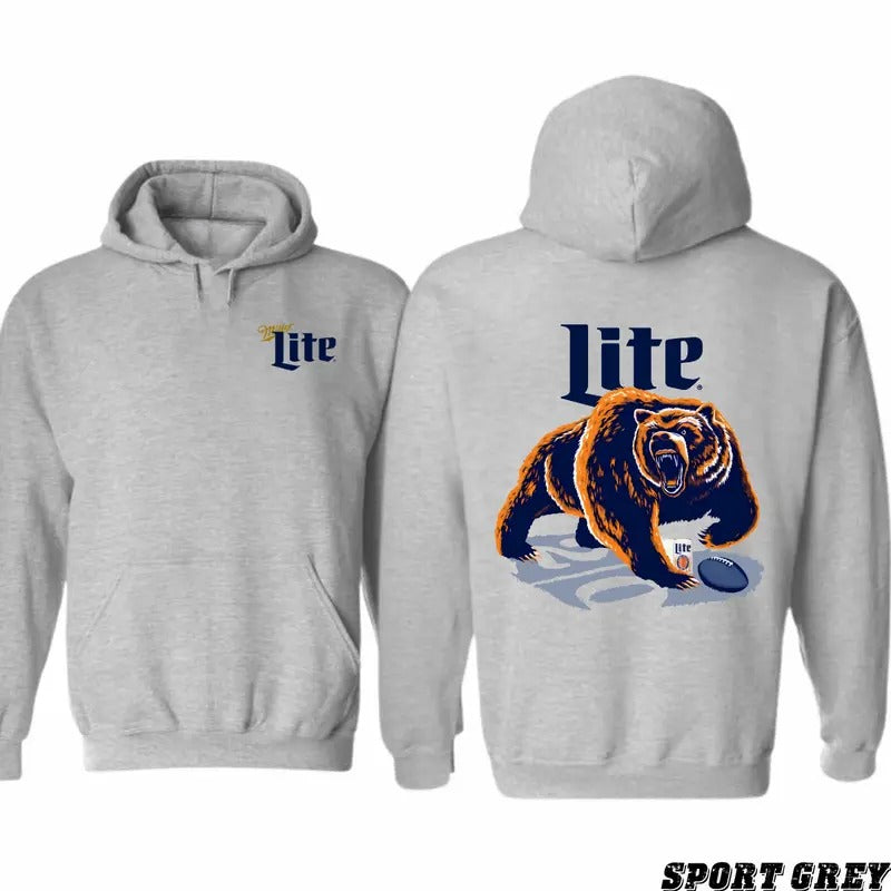 Vintage Miller Lite Chicago Football Hoodie/Sweatshirt/T-Shirt, For Men, For Women - Unisex Style, 100% Cotton, Pullover unisex hoodie