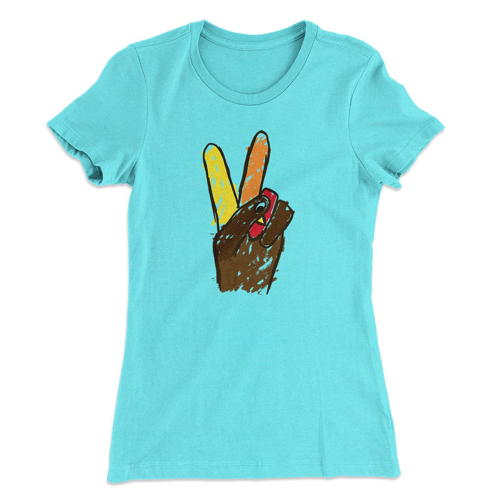 Peace Sign Hand Turkey Funny Thanksgiving Women's T-Shirt