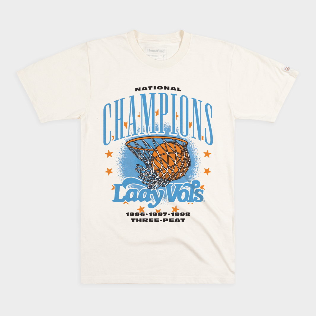 Tennessee Lady Vols 1996, 1997, 1998 National Champions Tee Style001