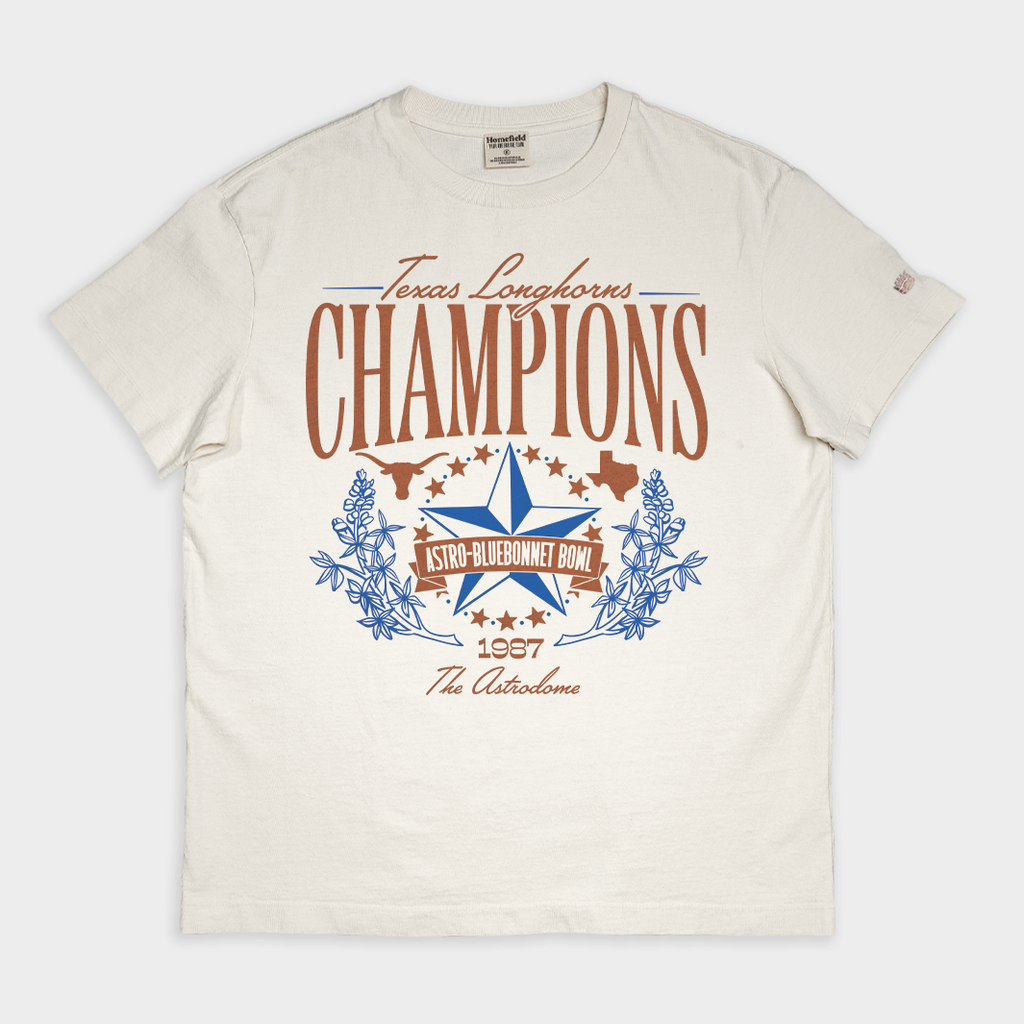 Texas 1987 Astro-Bluebonnet Bowl Champs Vintage Heavyweight Tee Style001