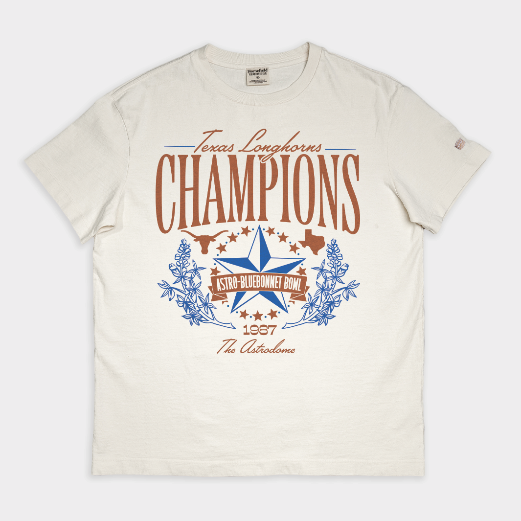 Texas 1987 Astro-Bluebonnet Bowl Champs Vintage Heavyweight Tee Style001
