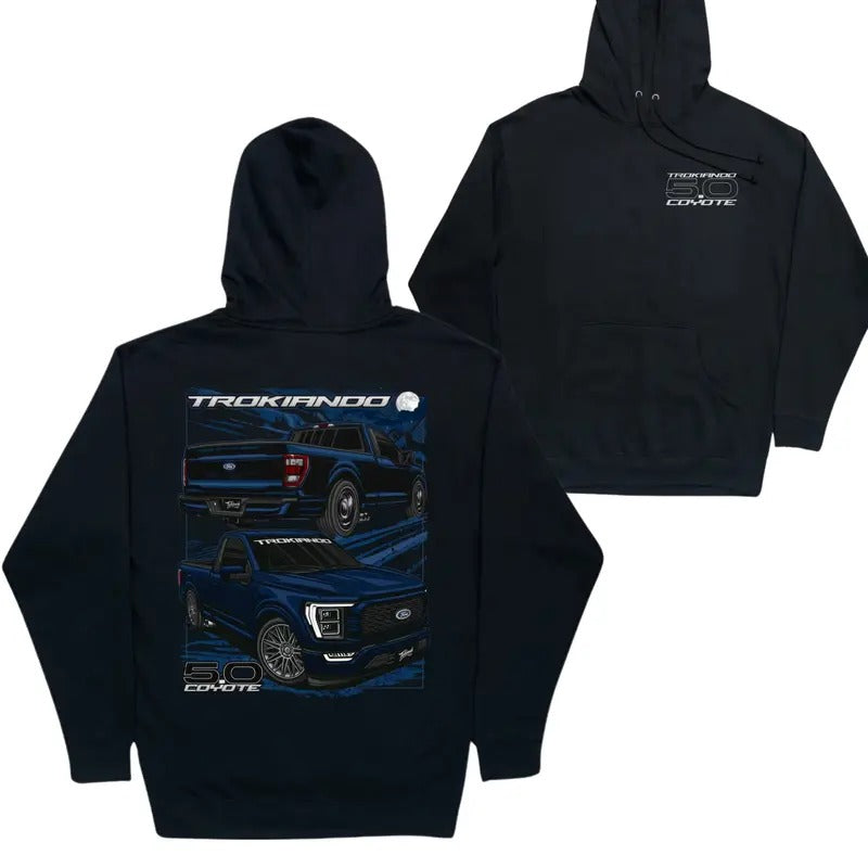 TKOG10 5.0 Coyote Hoodie â€?Blue Pickup Truck Graphic Hoodie For Men, Casual Car Merch for Men's and Unisex Wear