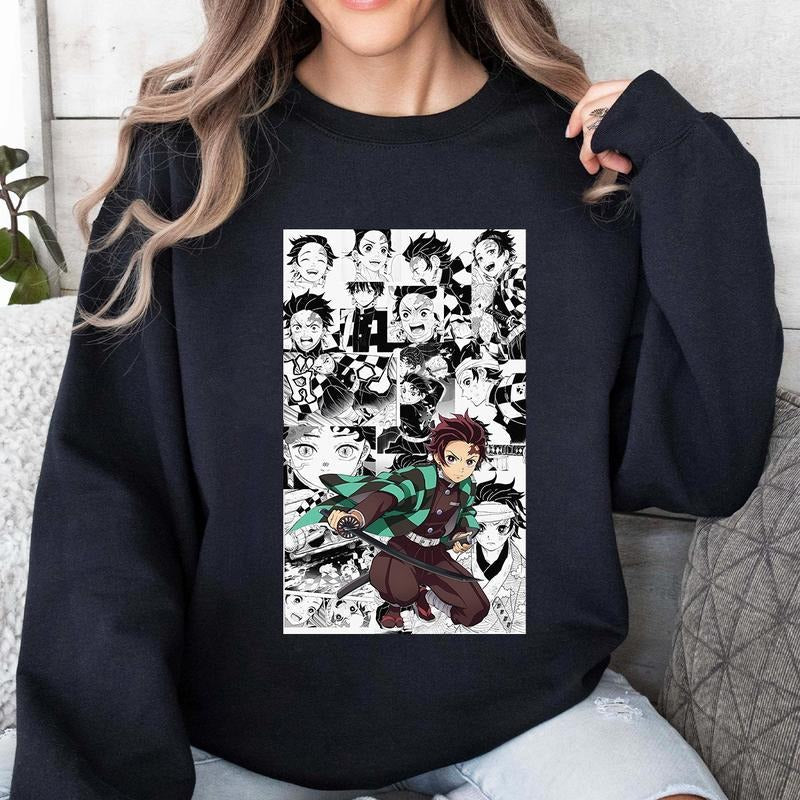 Tanjiro Anime Manga Shirt, Tanjiro Kamado Water Breathing Sweatshirt Hoodie, Aniem Merch, Tanjiro Demon Slayers, Kimetsu No Yaiba Outfits