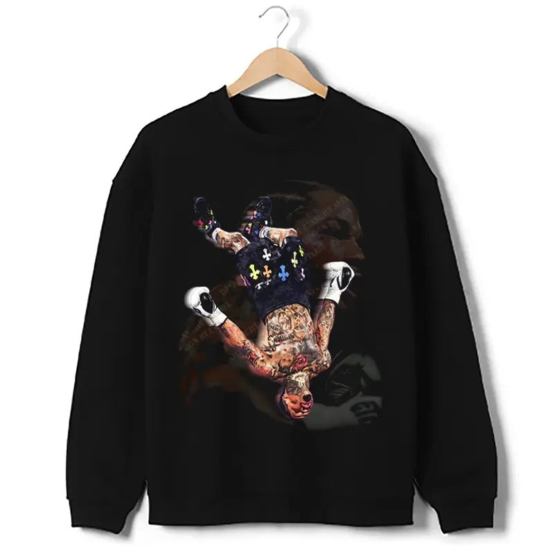 Tank Davis Flip Black Sweatshirt Boxing World Champion Custom Graphic Sweater Sweatshirt Cotton