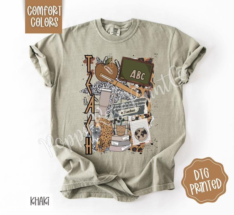 Teacher Collage Shirt Comfort Colors, Trendy Graphic Women's Tee, Gift for Her