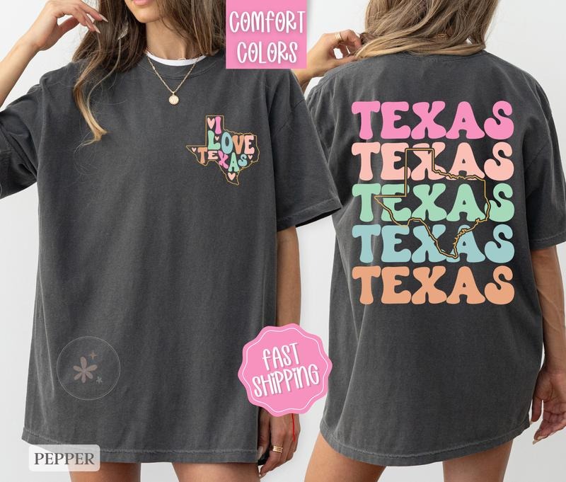 Texas Shirt Comfort Colors, Oversized Graphic Tshirt, Women's Oversized Tee