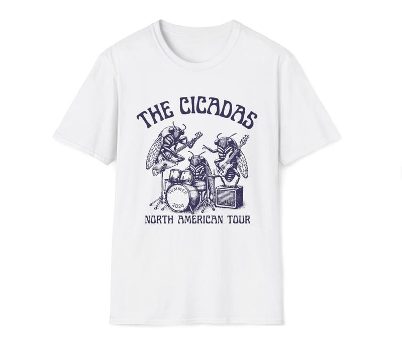 The Cicadas North American Tour Cicada Shirt Insect Shirt Nature Shirt Retro Band Shirt Unisex Softstyle T-Shirt Vintage Band Tee Menswear Top