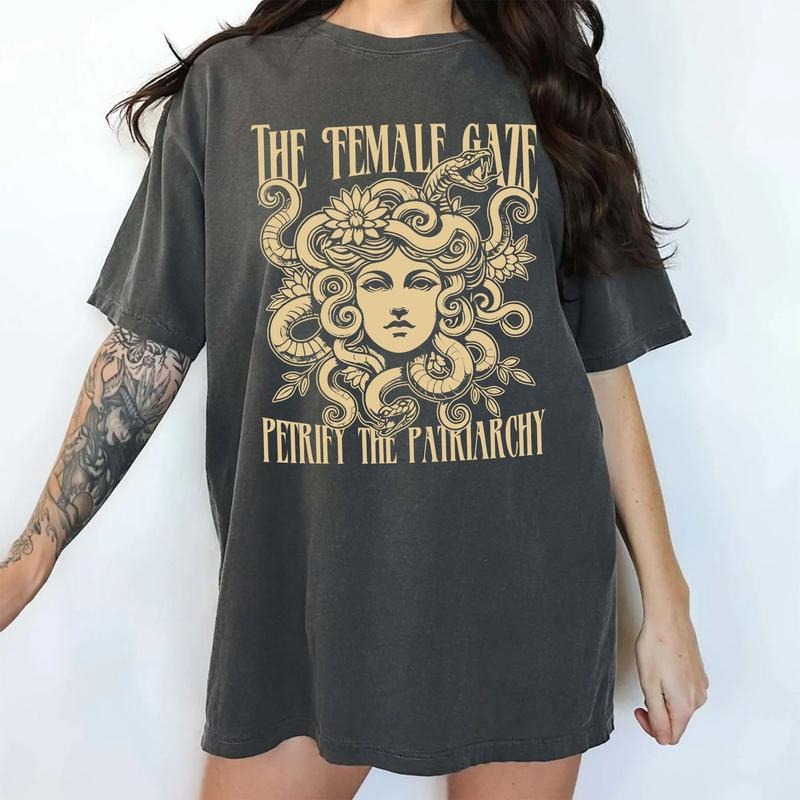 The Female Gaze Petrify the Patriarchy Comfort Colors Shirt, Girl's Power Unisex Graphic Tee, Retro Feminist T-Shirt, Women's Right Gift Clothing