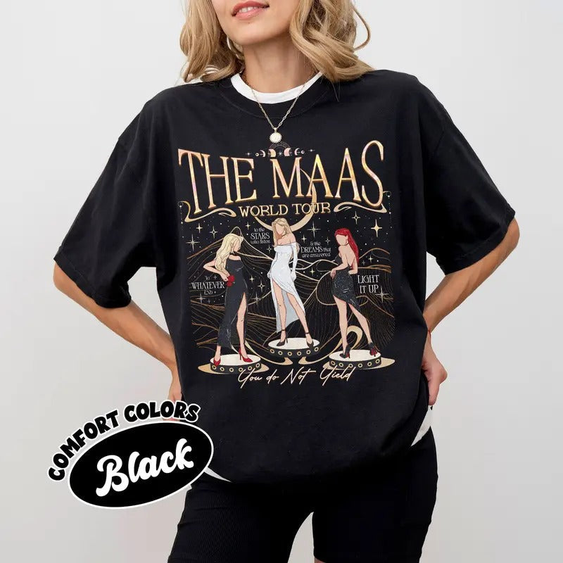 The Maas Tour Comfort Colors Shirt,  SJM Fan Tee, Feyre Aelin Galathynius And Bryce, Acotar T Shirt, Book Lover Womenswear