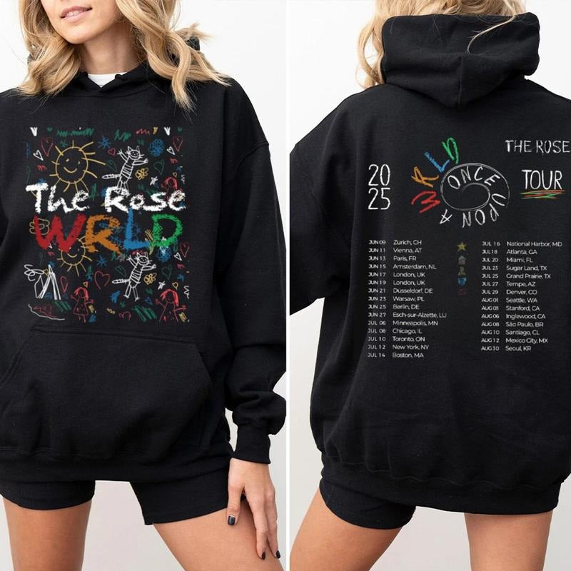 The Rosse 2025 2 Sided Hoodie, WRLD Road Map, Kpop Merch, Unisex Sweater Pullover Tee