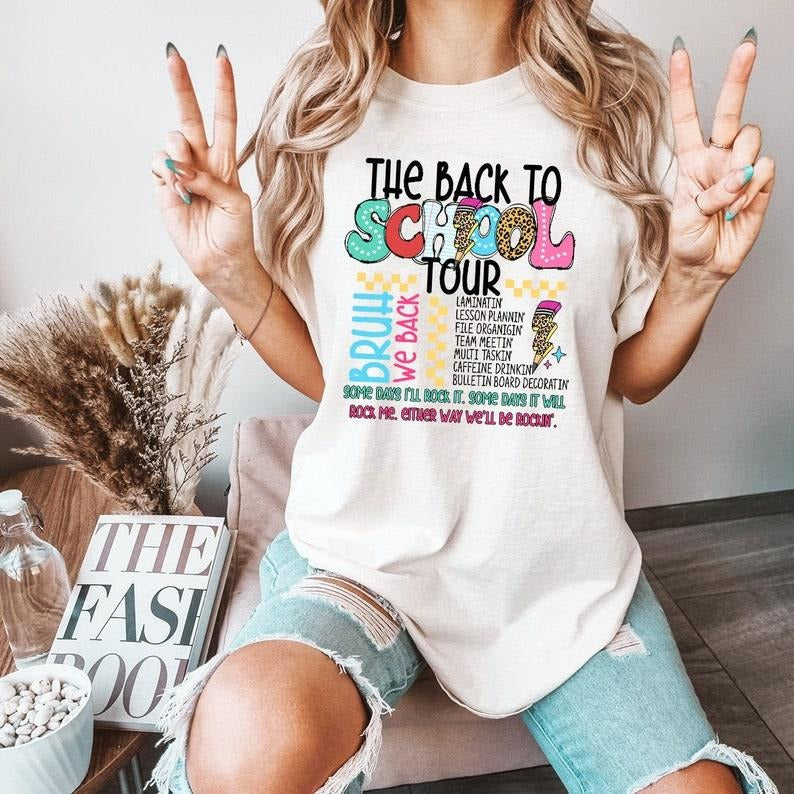 The back to school tour Shirt, Bruh we back Teacher Gift, First Day of School for Teachers, Back to school, school doodles  T-shirt, sweater and Hoodie