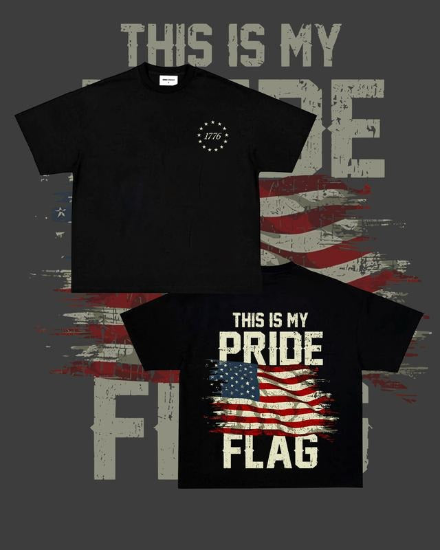 This Is My Pride Flag T-Shirt - Bold Patriotic USA Flag Design with 1776 Emblem, Perfect for July 4th, American Pride Wear, tiktok shop store, Unisex Tops Menswear