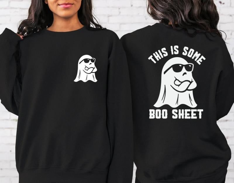 This Is Some Boo Sheet T-Shirt, Cute Funny Halloween Ghost Sweatshirt, Trendy Halloween Ghost Shirt, Retro Halloween 2 Sided Tee Shirt